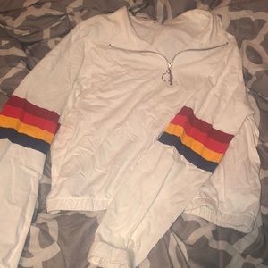 Cropped white sleeved half zip with senched waist